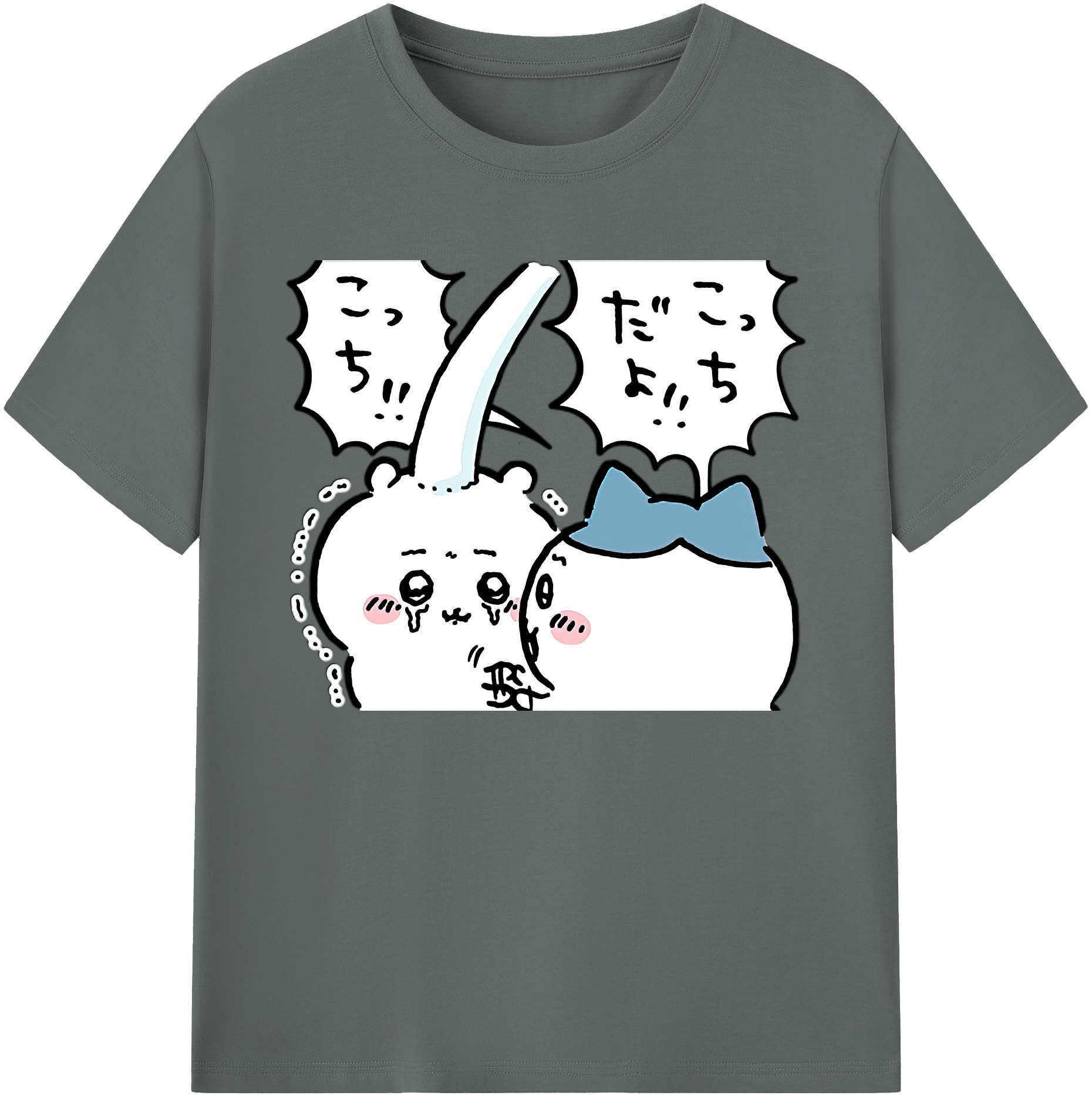 （画像用） ちいかわ ハチワレ Chii-kawa hachiware 綿100％ メンズ半袖Tシャツ｜肌触りやわらか＆通気性